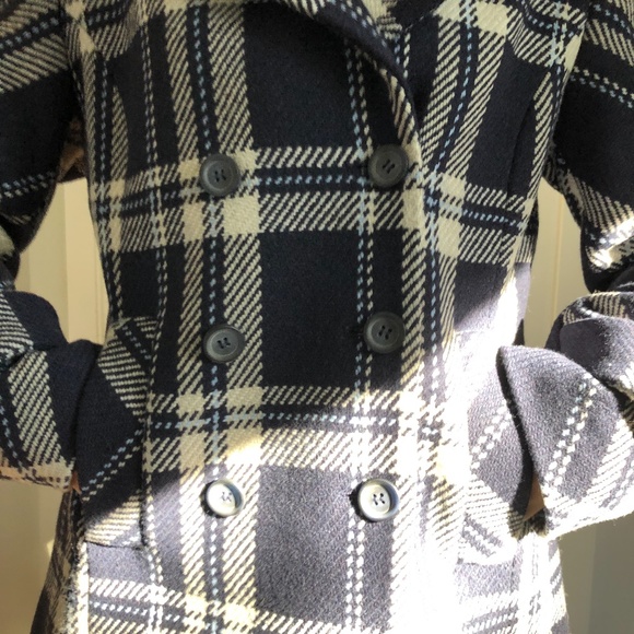 Plaid Pea Coat - Picture 2 of 6